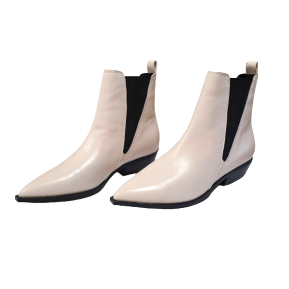 Nine West Danzy Chelsea Ankle Boots Women's Size 7 White Leather - Picture 3 of 16